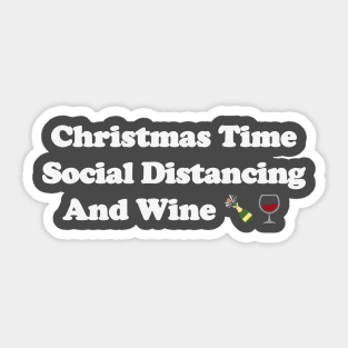 Christmas Time Social Distancing And Wine Sticker